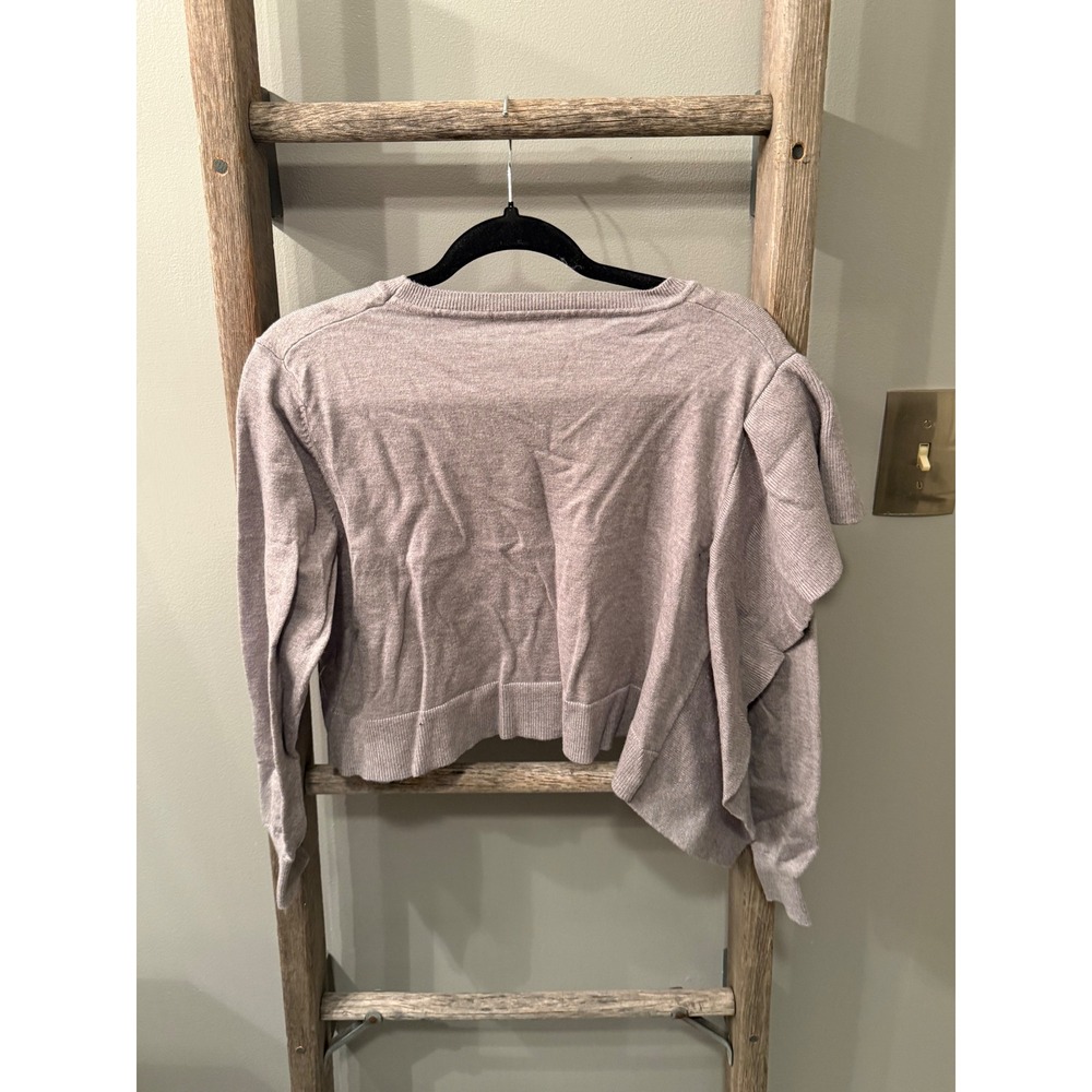 Zara Knit Women Grey Puff Shoulder Crewneck Sweater Medium 5536/008/802 - Picture 5 of 5